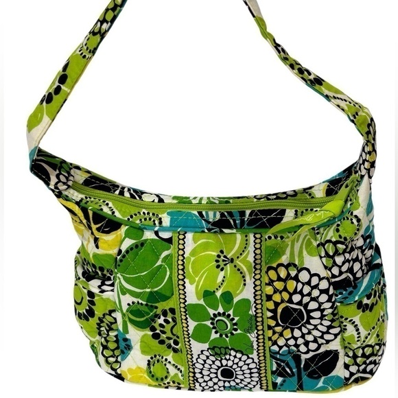 Vera Bradley Small Shoulder Bag Limes Up Yellow/Lime Green/Black/White EUC - Picture 3 of 8